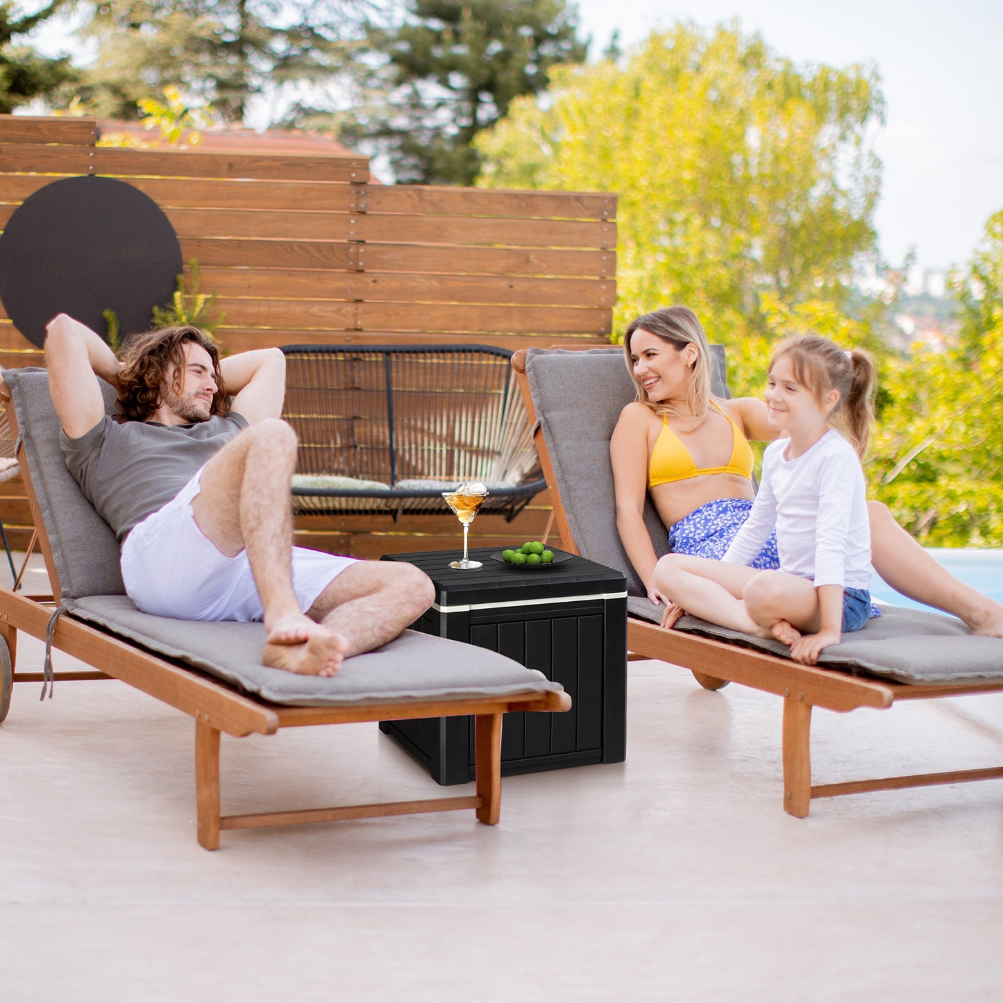 10 Gallon Cooler Side Table, Multi-purpose Ice Cooler Outdoor Cocktail Side Table For Camping, Picnic, Beach, Pool, Party
